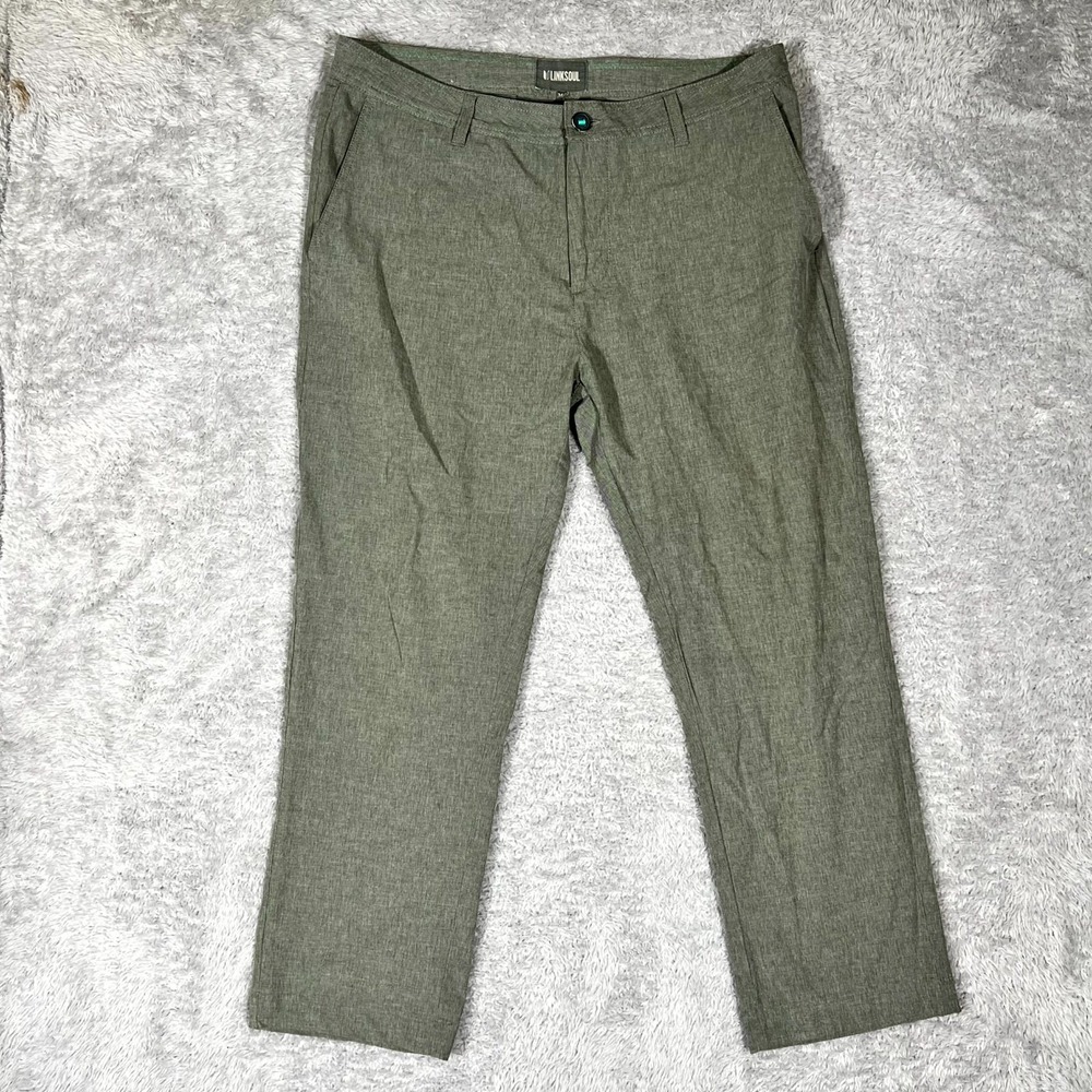 Linksoul Boardwalker Golf Pants Mens 34 Olive Green‎ Performance Straight Leg